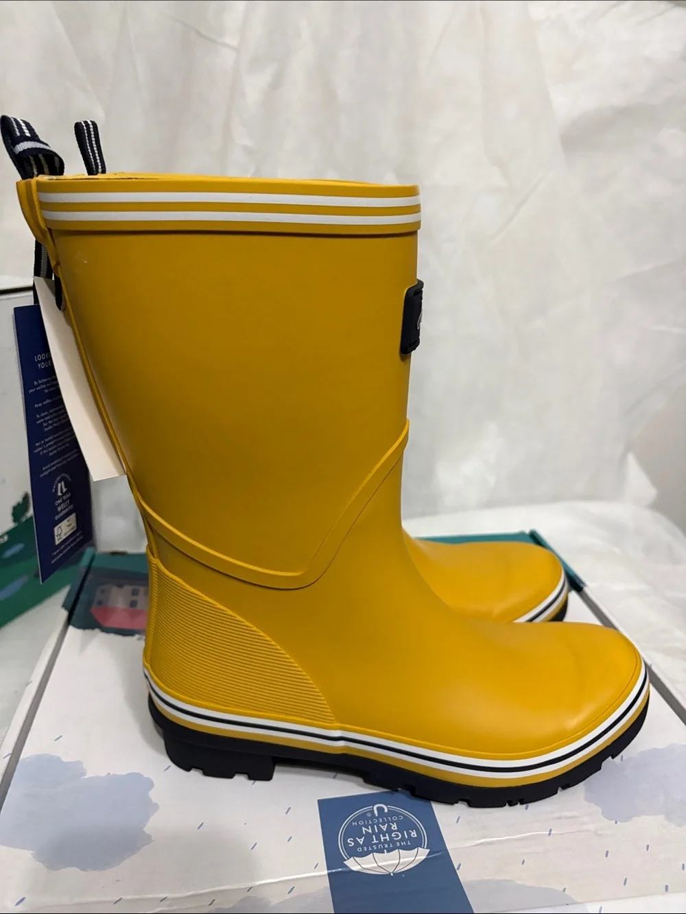 Joules Yellow Rain Boots size US 5 NWT